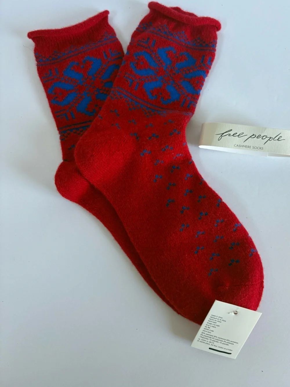 NWT Free People Fair Isle Cashmere Socks